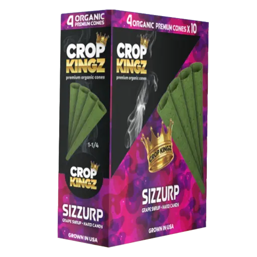 [M1950] CROP KINGZ Organic Hemp Cones 11/4 Size 4-Pack Sizzurp 10ct