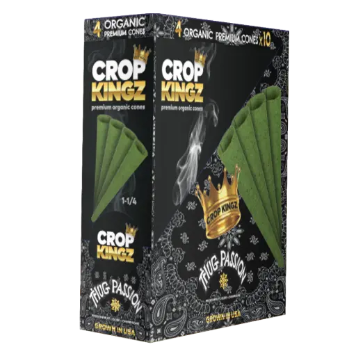 [M1951] CROP KINGZ Organic Hemp Cones 11/4 Size 4-Pack Thug Passion 10ct