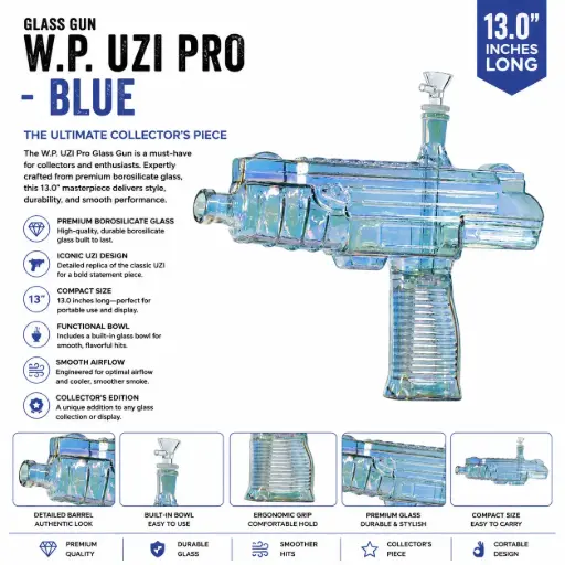 [AM050066] Glass Gun W.P. Uzi Pro (MG-961) 13.0" - Blue
