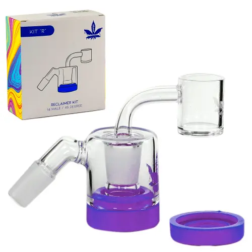 [PC26048] aLeaf Ash Catcher Quartz Reclaimer Kit "R" 14mm 45 Degree Purple