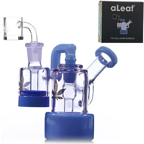 [PC31866] aLeaf Glass Reclaimer Bubbler (3369) 5.0" Blue