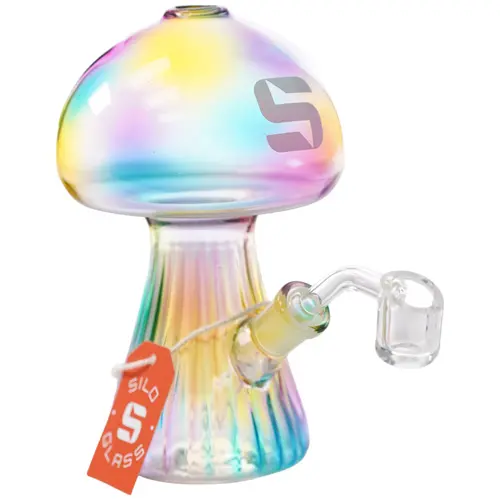 [PC31131] Silo Glass Mushroom Rainbow Desing (8485) Rainbow 6.0"