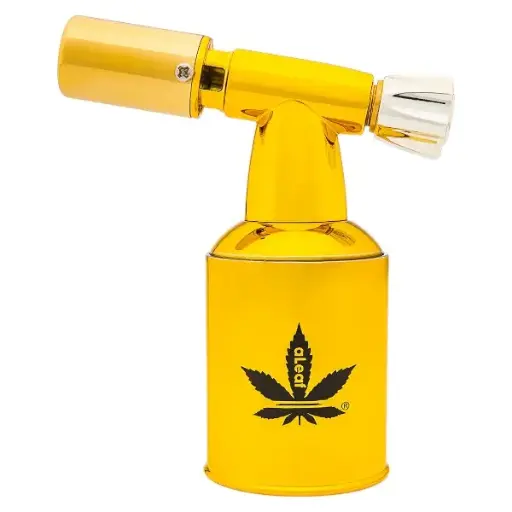 [PC34987] aLeaf Lighter Torch Brass Blow Turbo Flame 5.0" (8529)-Honey
