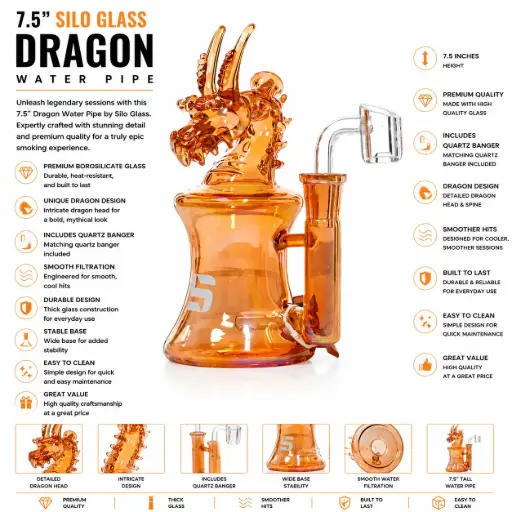 [PC37419] Silo Glass Dragon 7.5"-Orange