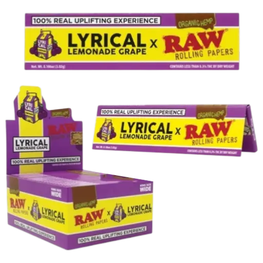 [M2125] RAW Lyrical Lemonade Organic Grape Hemp Papers King Size Wide 50ct