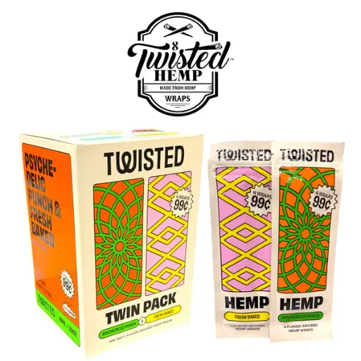 [M2199] TWISTED HEMP Wraps 4 for $0.99 Summer Combo (Fresh Baked & Psychedelic Punch) 30ct