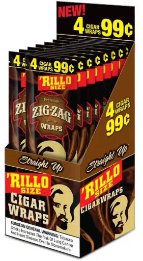 [M2257] ZIG ZAG Rillo Tobacco Wrap Straight Up 4/15ct