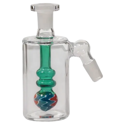 [AM050107] Ash Catcher Double Rim With A Designer Pattern On End 14mm 5" 45 Degree Teal