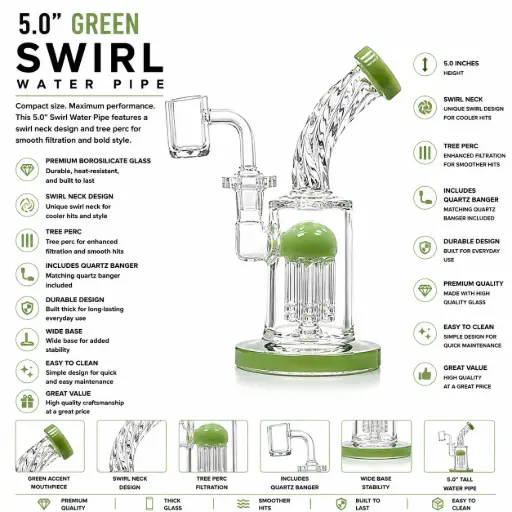 [AM032105] Glass W.P. Swirl (6595) 5.0" - Green