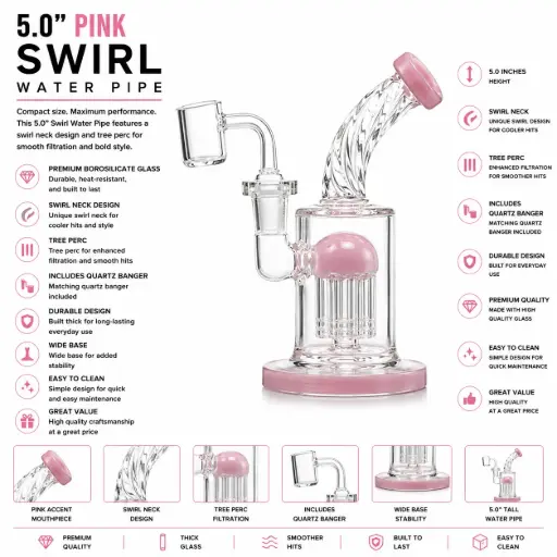 [AM032107] Glass W.P. Swirl (6595) 5.0" - Pink