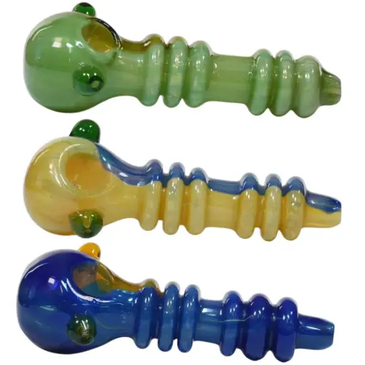 [AM050099] Glass Hand Pipe Six Rings - 5.5" (3 per pack / Assorted)