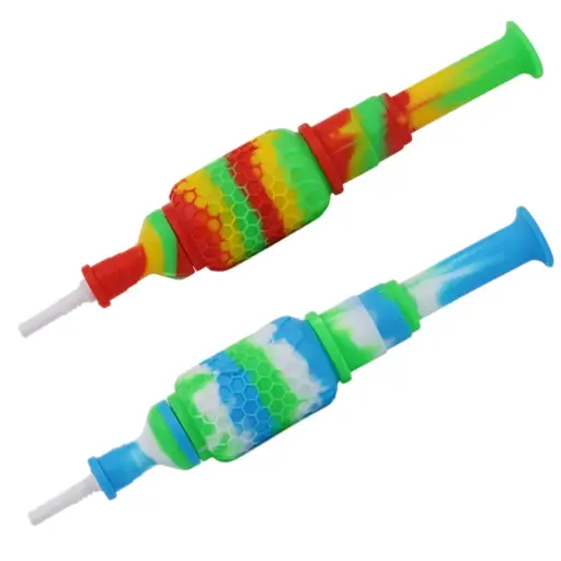 [AM050103] SIlicone Nector Collector with 10mm Ceramic Tip - 9.0" (2 per pack / Assorted)