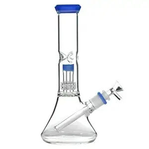 [7089-3] Unbranded Glass Perc Beaker 12.0"- Milky Blue