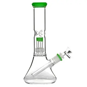 [7089-4] Unbranded Glass Perc Beaker 12.0"- Milky Green