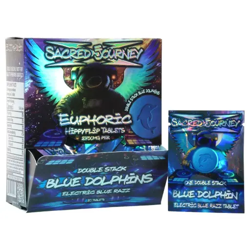 [AM050125] Sacred Journey Mushroom Flips - Blue Dolphin - Electric Blue Razz (20 per pack)