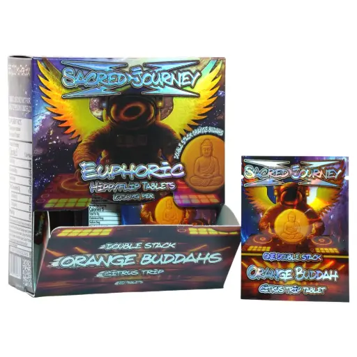 [AM050127] Sacred Journey Mushroom Flips - Orange Buddahs - Citrus Trip (20 per pack)