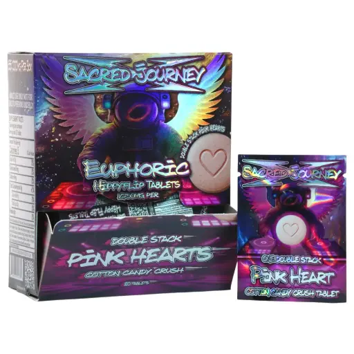 [AM050128] Sacred Journey Mushroom Flips - Pink Hearts - Cotton Candy Crush (20 per pack)