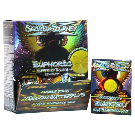 [AM050132] Sacred Journey Mushroom Flips - Yellow Butterflys - Mango Pineapple Wave  (20 per pack)