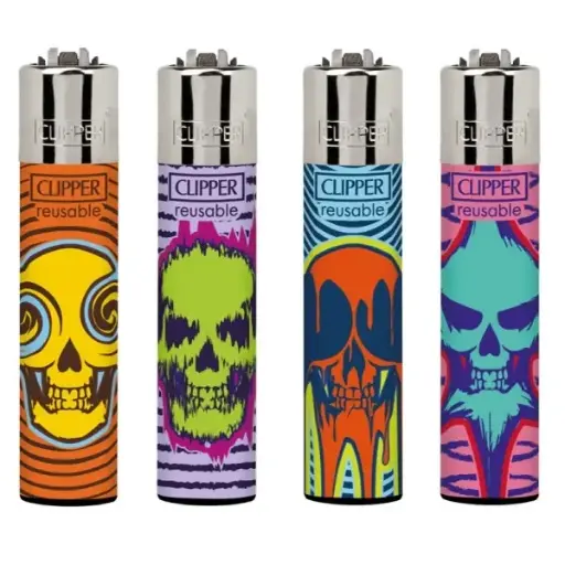 [M2302] CLIPPER Classic Lighter Natural Skull 48ct
