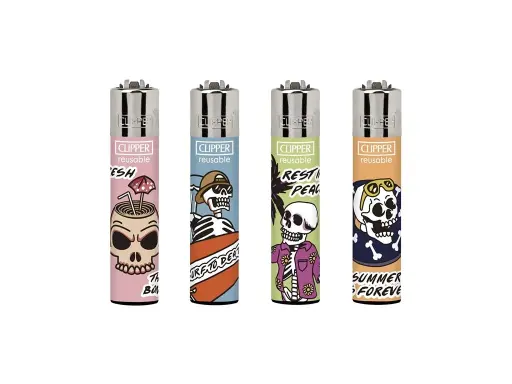 [M2308] CLIPPER Lighter Summer Skull 48ct