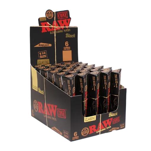 [M2328] RAW Black Triangle Cones 11/4 Size 6/30ct