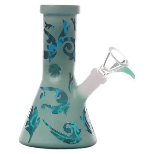 [AM050143] Unbranded Glass W.P. Conical Color Tube Sand Fraust 6.0" (16082)-Teal
