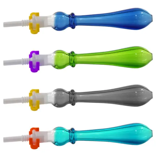[AM050043] Glass Nectar Collector Color Tube with 10mm Ceramic Tip 5.5" (4 per pack)