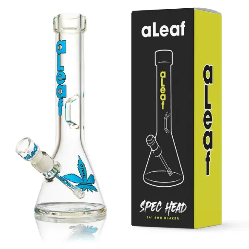 [PC37550] aLeaf Glass 14" 9MM BEAKER BLUE