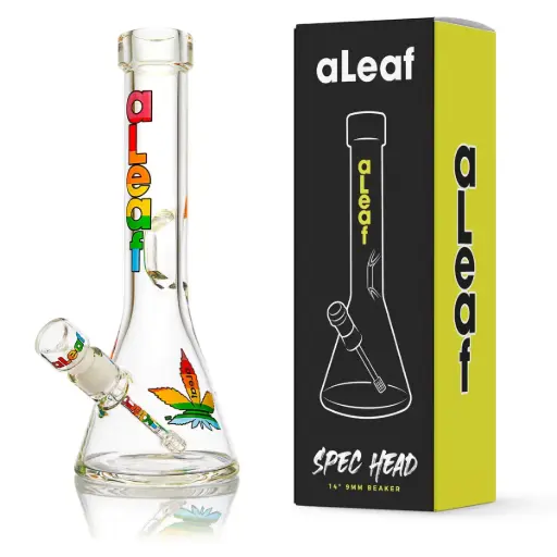 [PC37555] aLeaf Glass 14" 9MM BEAKER PRIDE