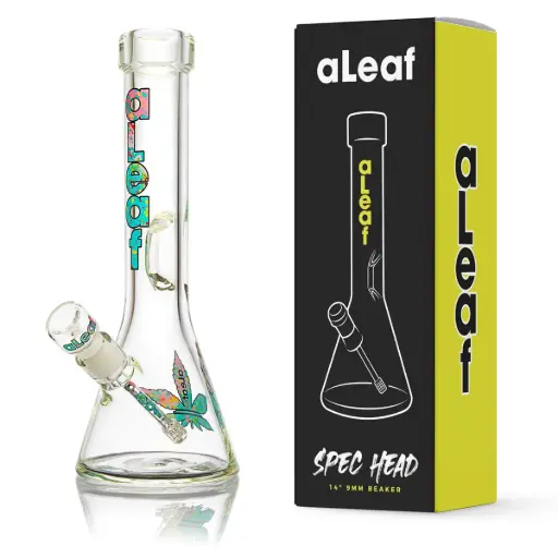 [PC37558] aLeaf Glass 14" 9MM BEAKER SPLATTER