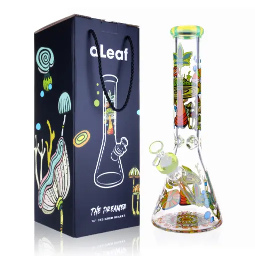 [PC37566] aLeaf Glass 14" THE DREAMER DESIGNER BEAKER PURPLE