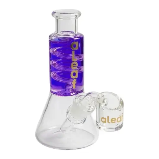 [PC37576] aLeaf Glass 5" MINI GLYCERIN WP W/ BUILT IN DOWNSTEM & 14M45D BANGER PURPLE 