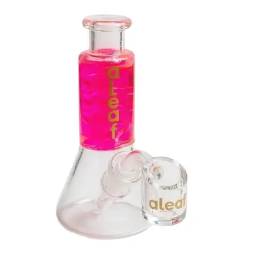 [PC37579] aLeaf Glass 5" MINI GLYCERIN WP W/ BUILT IN DOWNSTEM & 14M45D BANGER PINK