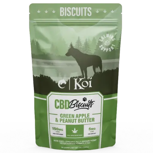[AM050154] Koi CBD Dog Biscuits 30ct 150mg - Calming Support (Green Apple & Peanut Butter)