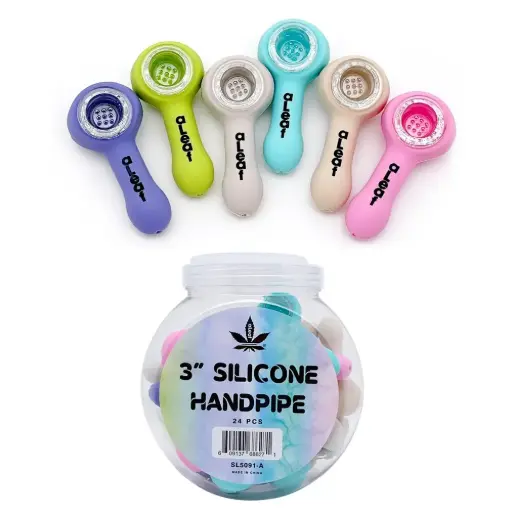 [PC37583] aLeaf SILICONE HANDPIPE 3.0" (24 per Jar) 