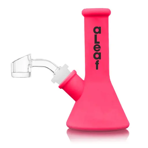 [PC37585] aLeaf Silicon Water Pipe w/ 45 Degree Banger 5.0" - Red