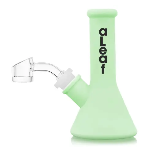 [PC37586] aLeaf Silicon Water Pipe w/ 45 Degree Banger 5.0" - Mint Green