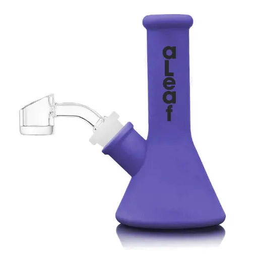 [PC37588] aLeaf Silicon Water Pipe w/ 45 Degree Banger 5.0" - Navy