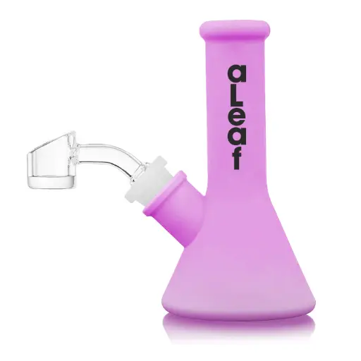 [PC37589] aLeaf Silicon Water Pipe w/ 45 Degree Banger 5.0" - Purple