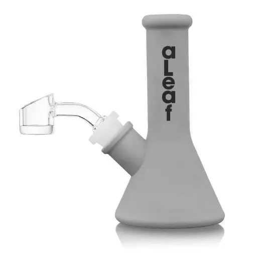 [PC37590] aLeaf Silicon Water Pipe w/ 45 Degree Banger 5.0" - Grey