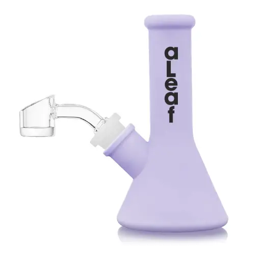 [PC37592] aLeaf Silicon Water Pipe w/ 45 Degree Banger 5.0" - Lavender