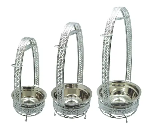 [AM050300] Fancy 3 Set Coal Tray with Handle, 12", 14", & 16"