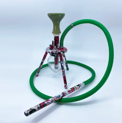 [AM016082] 12" Amira Spider Hookah, Green Calaca, 1 Hose, Amira Carrying Bag