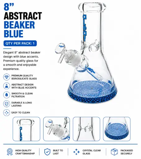 [PC37613] 8" ABSTRACT BEAKER BLUE
