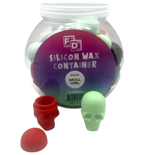 [PC37642] 15ML SILICONE SKULL CONTAINER 25CT