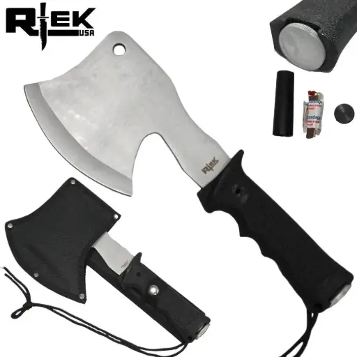 [AM050359] 11" RTEK Silver Survival Axe with Sheath & Survival Kit
