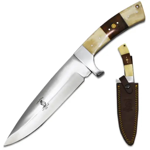 [AM050361] 12" Bone Collector White Bovine & Rosewood Handle