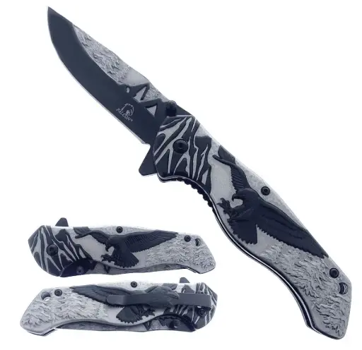 [AM038906] 4.75" Titanium Black Eagle Mountain Range Assist-Open Pocket Knife