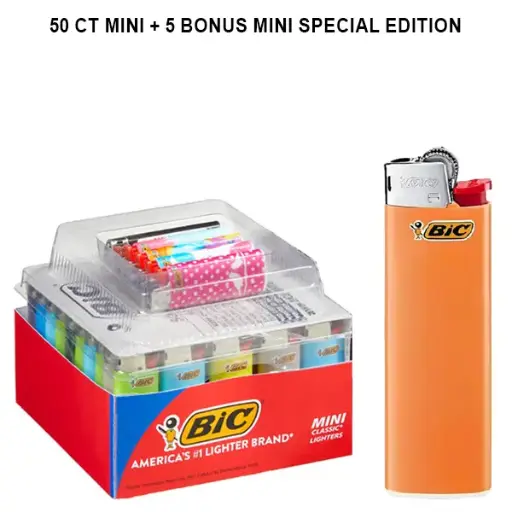[AM050411] BIC Mini Classic Lighters, 50 ct + 5 Bonus Mini Special Edition Lighters 
