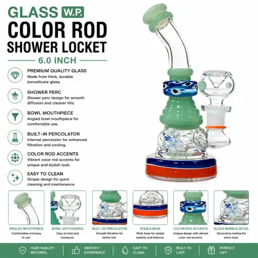 [AM050414] Glass W.P. Color Rod Shower locket 6.0" - Milky Green